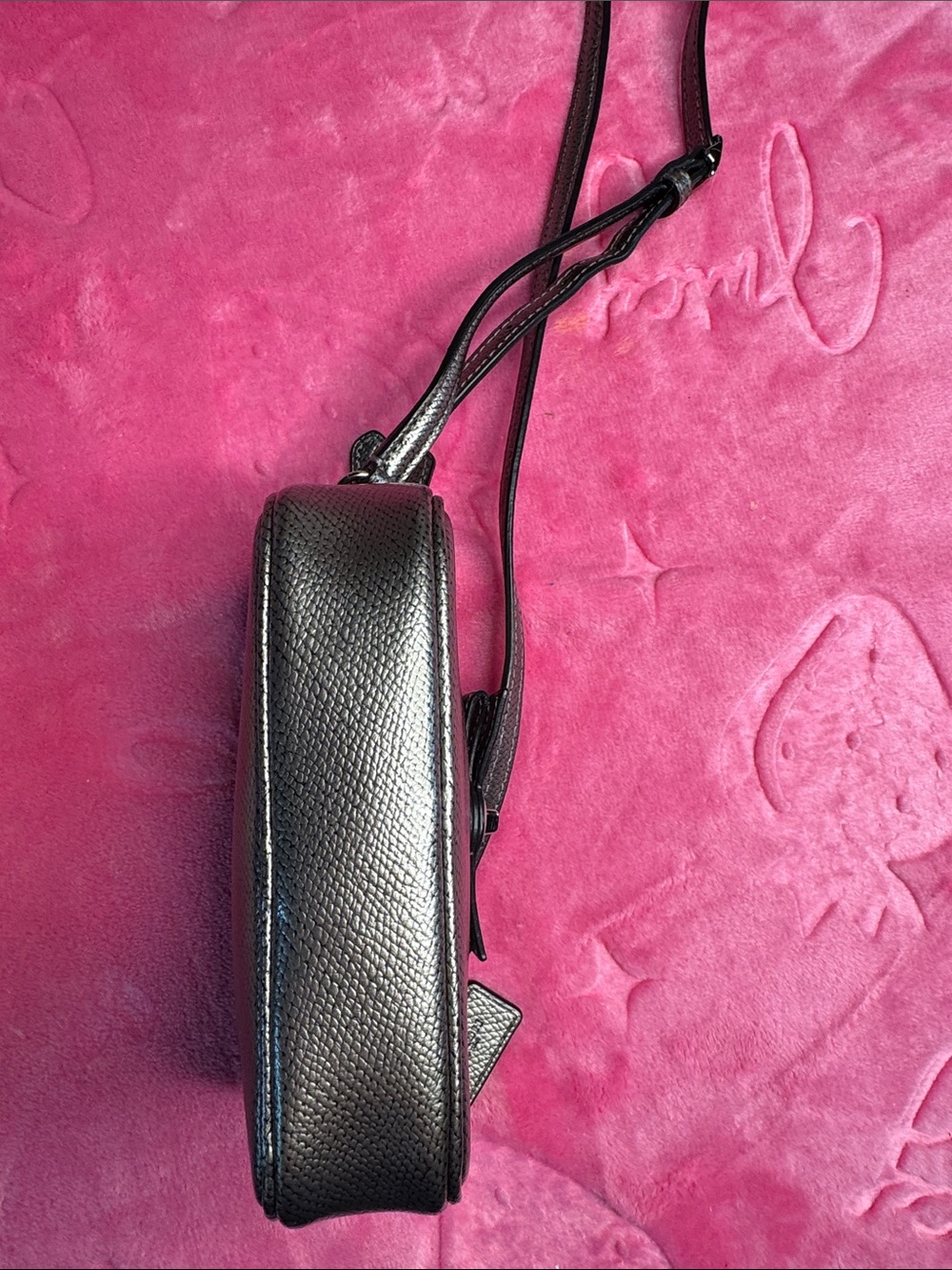 Coach Silver Metallic Saffiano Double Zip Mini Crossbody (Metallic Gray) - Picture 9 of 13